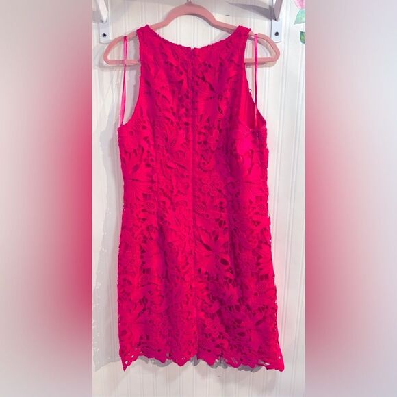 Eliza J. Vibrant Pink Lace Dress Sz 12 - Picture 4 of 6